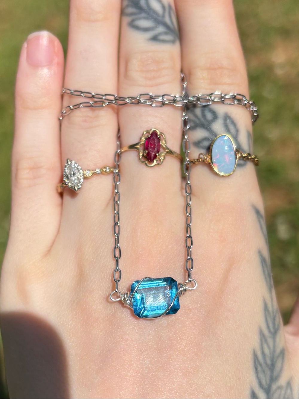 Swiss topaz built in necklace